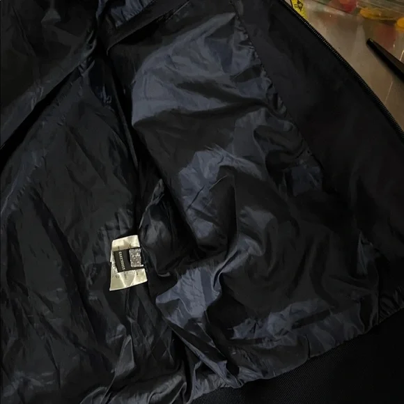 Fendi Men’s Navy Blue Bomber Jacket with Gloss Stripe Accents